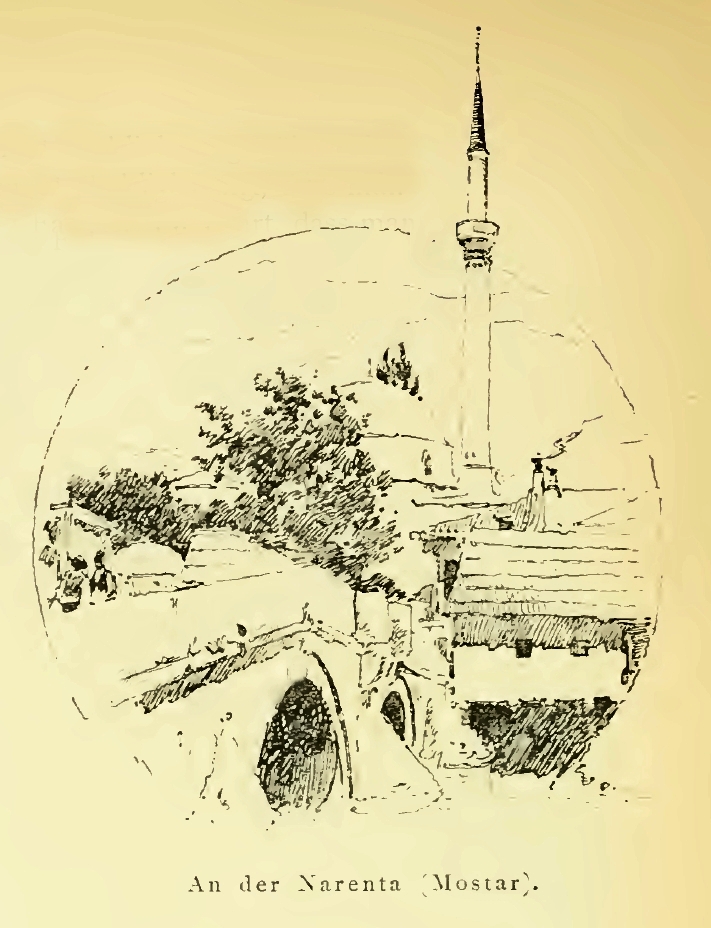 Jusovina – Oručevića ćuprija (crtež iz knjige Heinricha Rennera – Durch Bosnien und die Hercegovina, 1897